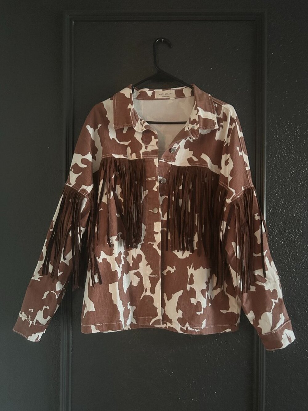 Saints & Hearts Cow Print Tassel Jacket | Size M